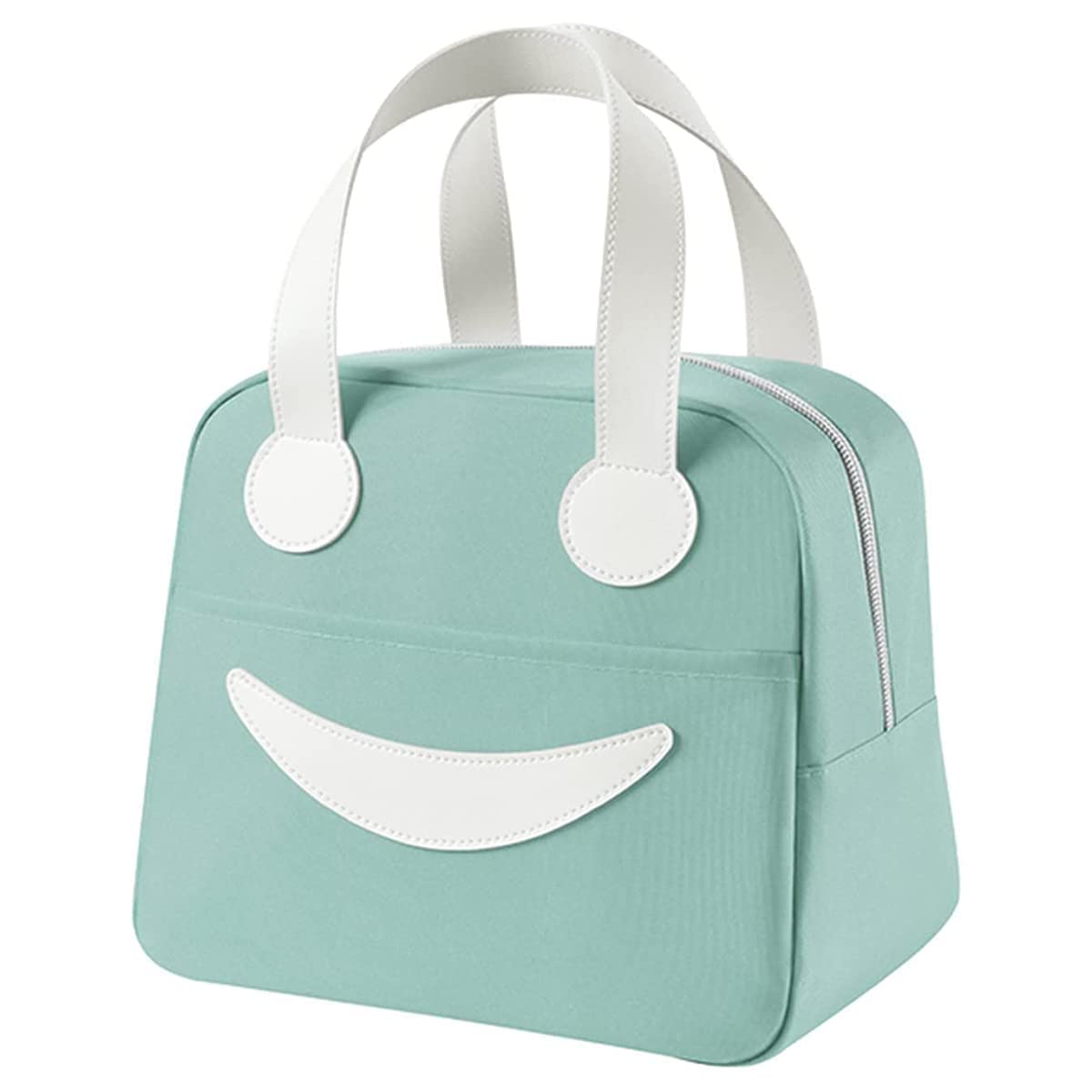 Smiley Lunch Bags for School, Office, Travel with Aluminum Lining, Leakproof | Green