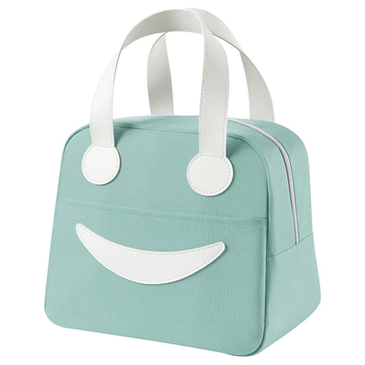 Smiley Lunch Bags for School, Office, Travel with Aluminum Lining, Leakproof | Green