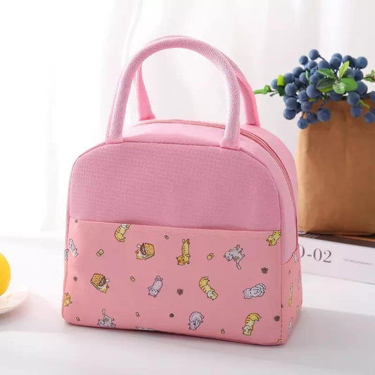 Insulated Lunch Bag | Portable and Reusable : Orange (Half Print)