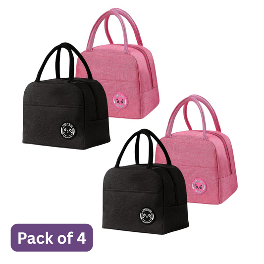 Plain colour, Insulated Lunch Bags | Portable & Reusable (Pack of 4)