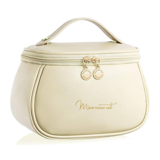 Makeup Bag, Portable Cosmetic Bag, Large Capacity for Girls & Women (White, BG)