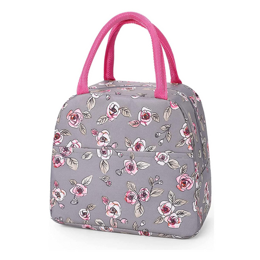 Insulated Lunch Bags For Office, Women, Men & Kids | Portable And Reusable (Rose Flower)