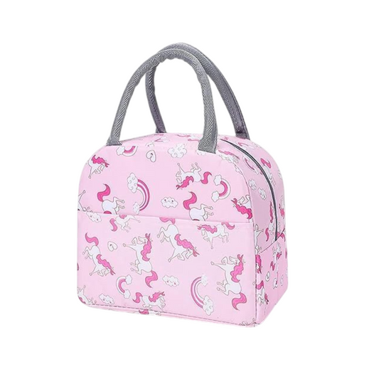 Insulated Lunch Bags For Office, Women, Men & Kids | Portable And Reusable ( Pink - Unicorn Design)