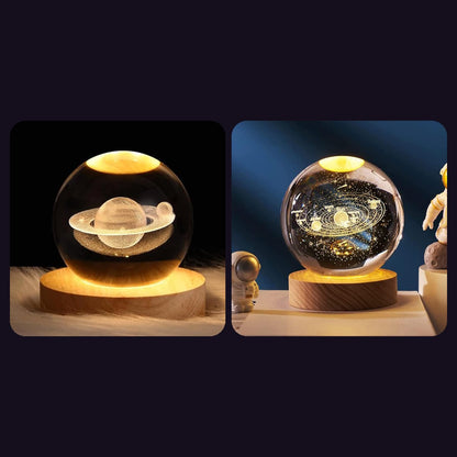 Saturn & Solar Duo crystal ball lamps — 2 lamps: Saturn, Solar System