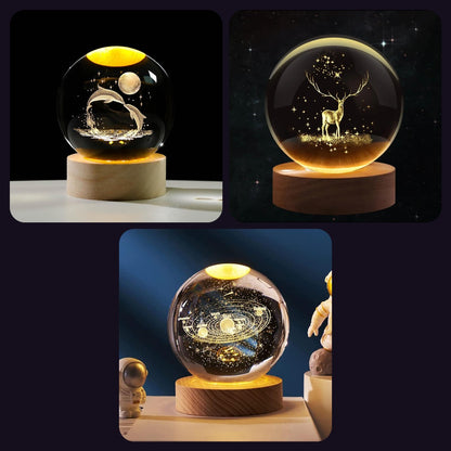 Kid Trio — Dolphin + Deer + Solar System Crystal Ball Night Lamps
