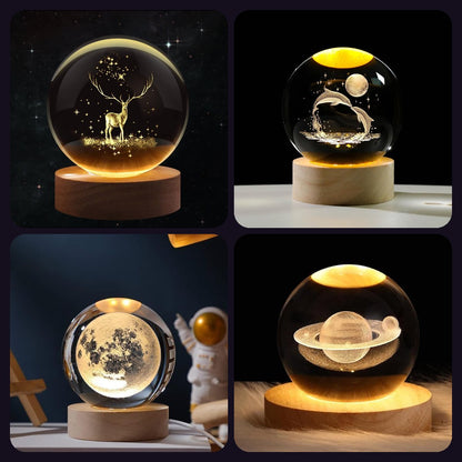 Kids Combo crystal ball lamps — 4 lamps: Deer, Dolphin, Moon, Saturn