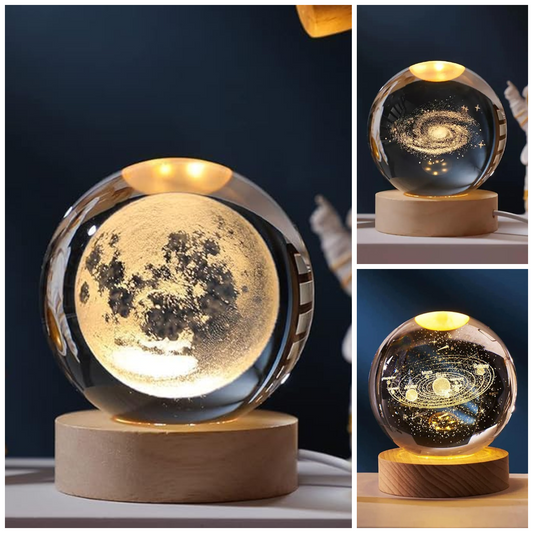 Astronomy | 3D Crystal Ball Lamps with Warm White LED | Pack of 3